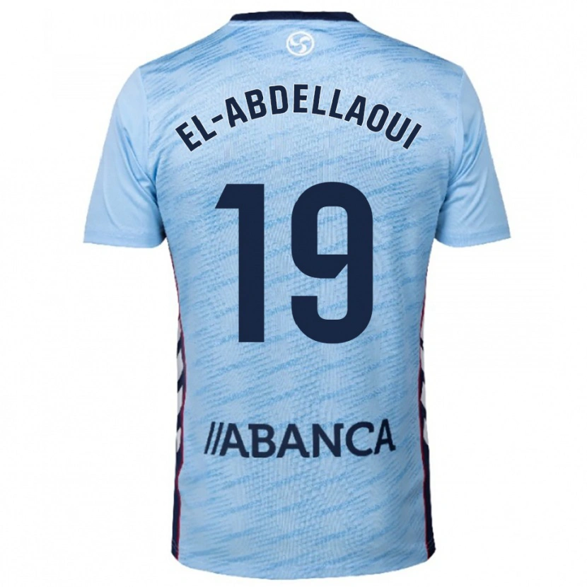 Danxen Homem Camisola Jones El-Abdellaoui #19 Azul Celeste Vermelho Principal 2025/26 Camisa