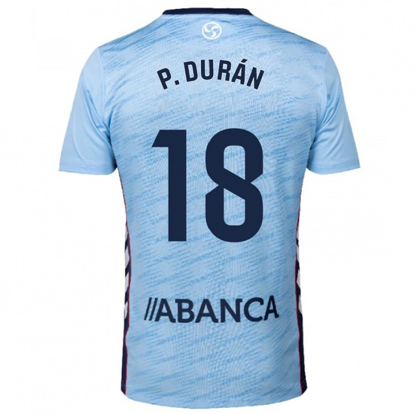Danxen Homem Camisola Pablo Durán #18 Azul Celeste Vermelho Principal 2025/26 Camisa