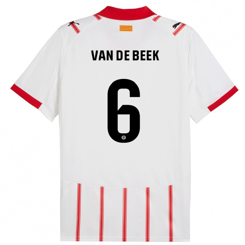 Danxen Homem Camisola Donny Van De Beek #6 Branco Vermelho Principal 2025/26 Camisa