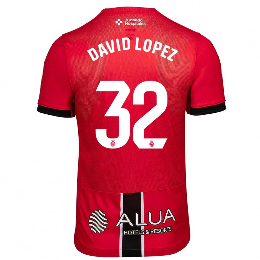 Danxen Homem Camisola David López #32 Vermelho Preto Principal 2025/26 Camisa