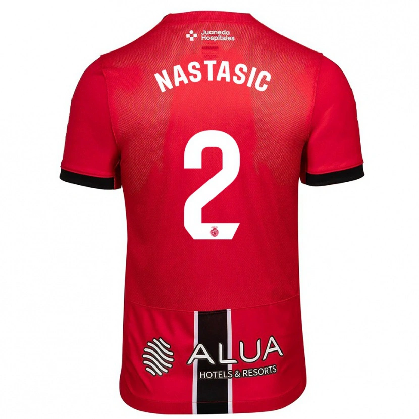 Danxen Homem Camisola Matija Nastasic #2 Vermelho Preto Principal 2025/26 Camisa