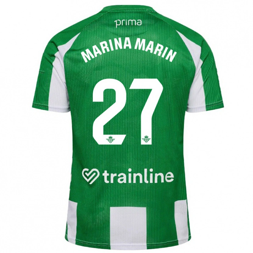 Danxen Homem Camisola Marina Marín #27 Verde Branco Principal 2025/26 Camisa
