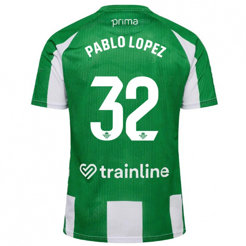 Danxen Homem Camisola Pablo López #32 Verde Branco Principal 2025/26 Camisa