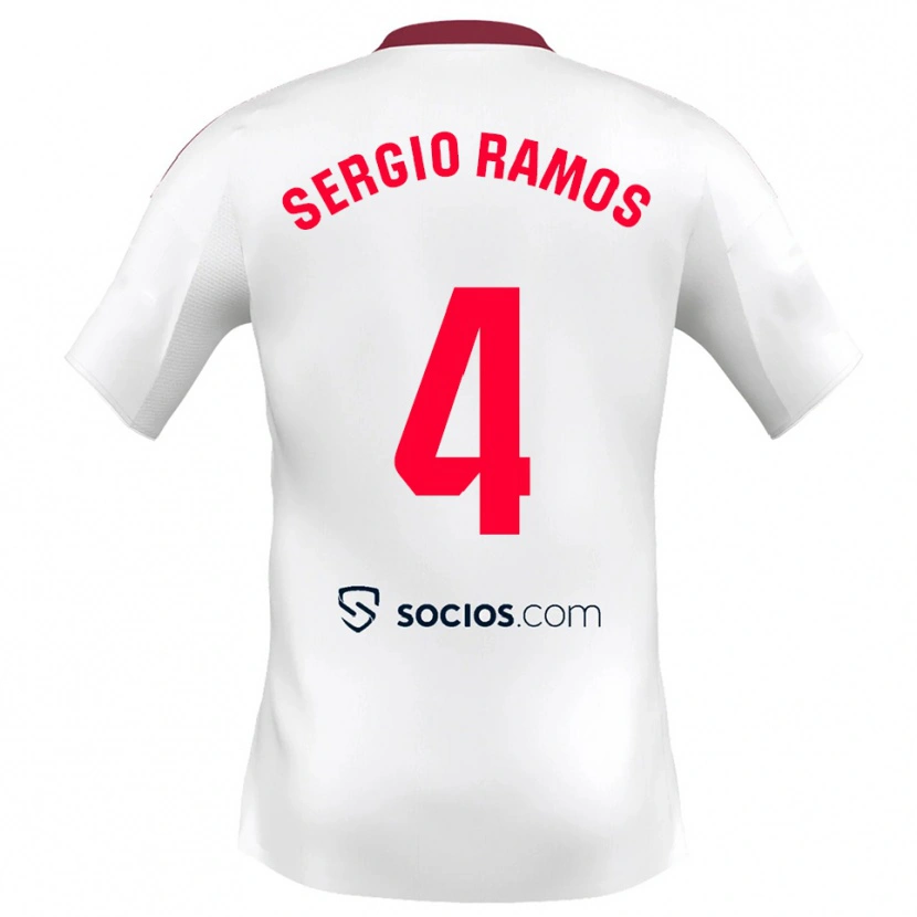 Danxen Homem Camisola Sergio Ramos #4 Branco Vermelho Principal 2025/26 Camisa