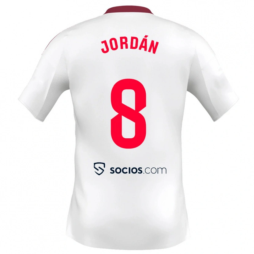 Danxen Homem Camisola Joan Jordán #8 Branco Vermelho Principal 2025/26 Camisa