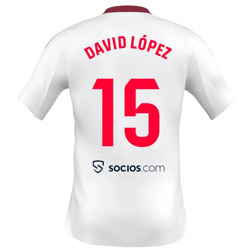 Danxen Homem Camisola David López #15 Branco Vermelho Principal 2025/26 Camisa
