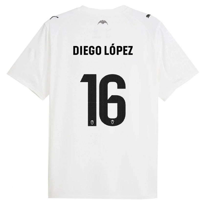 Danxen Homem Camisola Diego López #16 Branco Preto Principal 2025/26 Camisa