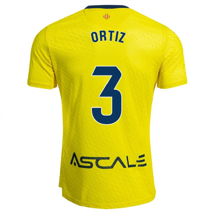 Danxen Homem Camisola Eneko Ortiz #3 Amarelo Marinho Principal 2025/26 Camisa