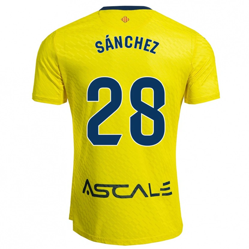 Danxen Homem Camisola Joel Sánchez #28 Amarelo Marinho Principal 2025/26 Camisa