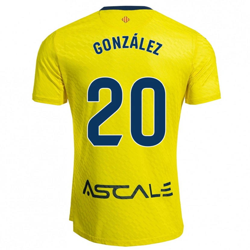 Danxen Homem Camisola Marcos González #20 Amarelo Marinho Principal 2025/26 Camisa