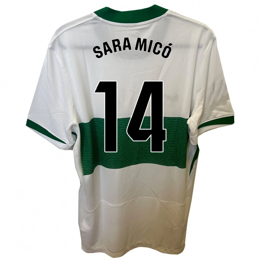 Danxen Homem Camisola Sara Micó Soler #14 Branco Verde Principal 2025/26 Camisa