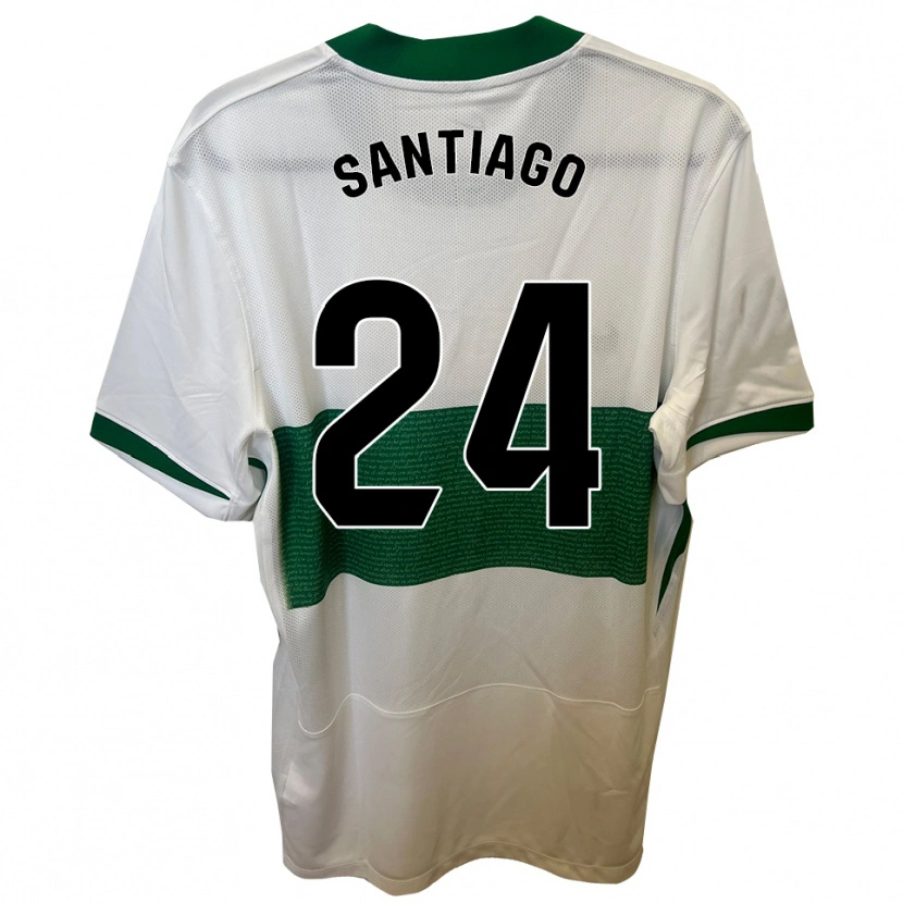 Danxen Homem Camisola Yago Santiago #24 Branco Verde Principal 2025/26 Camisa