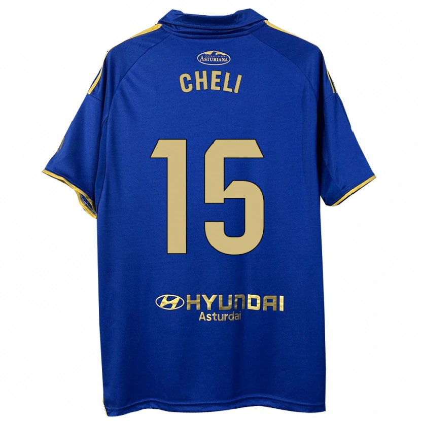 Danxen Homem Camisola Cheli #15 Azul Dourado Principal 2025/26 Camisa