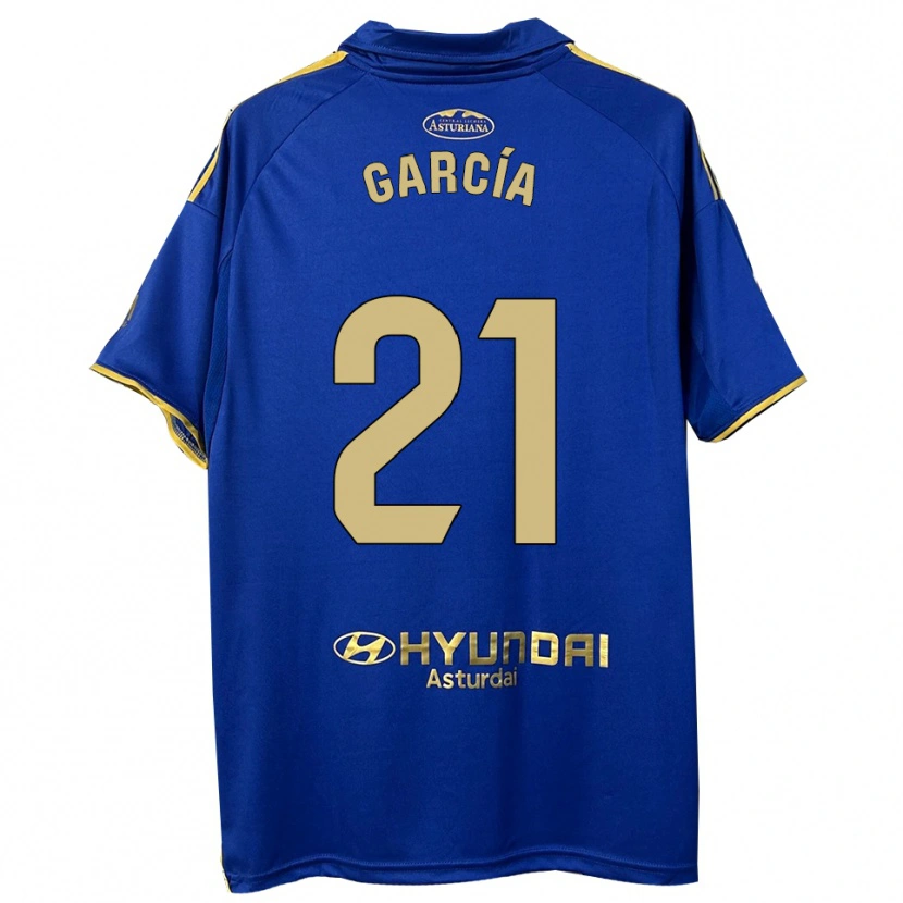 Danxen Homem Camisola Pelayo García #21 Azul Dourado Principal 2025/26 Camisa