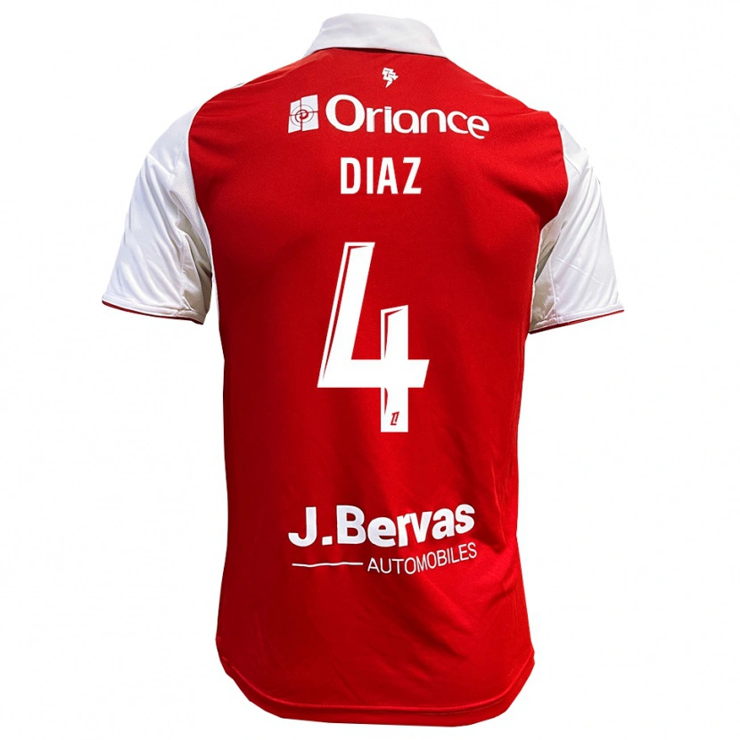 Danxen Homem Camisola Junior Diaz #4 Vermelho Branco Principal 2025/26 Camisa