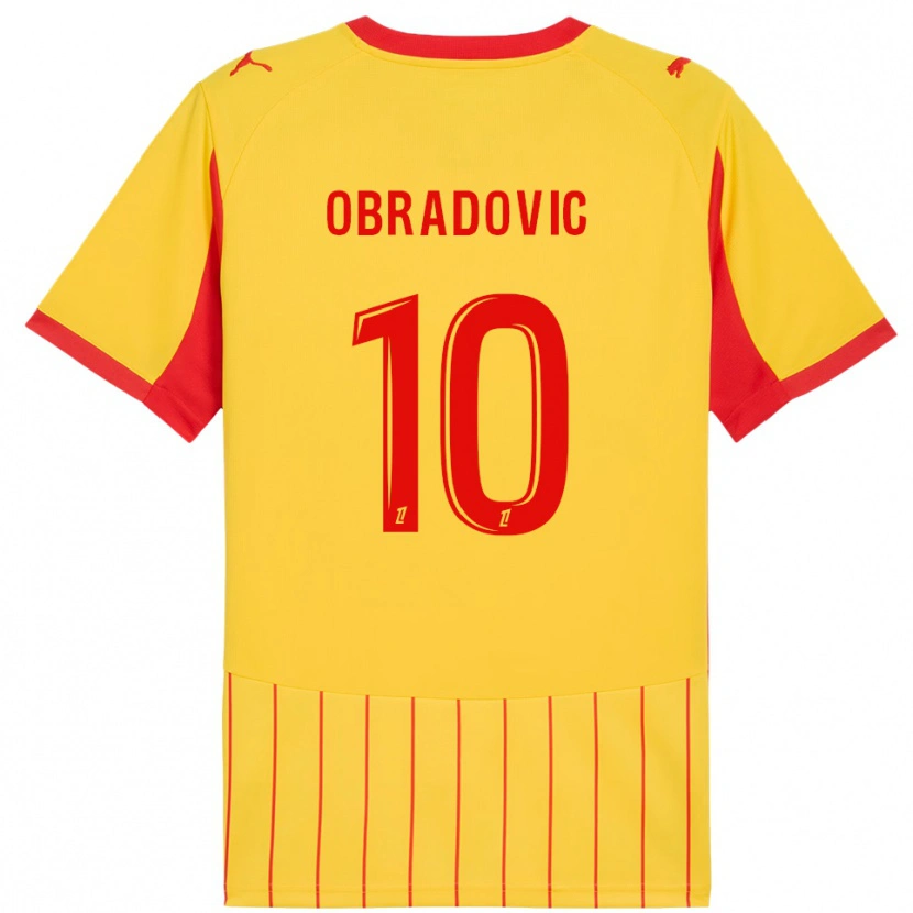 Danxen Homem Camisola Ognjen Obradovic #10 Amarelo Vermelho Principal 2025/26 Camisa