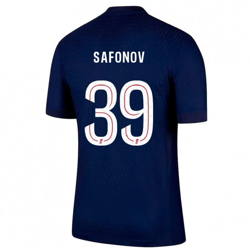 Danxen Homem Camisola Matvey Safonov #39 Azul Marinho Vermelho Principal 2025/26 Camisa