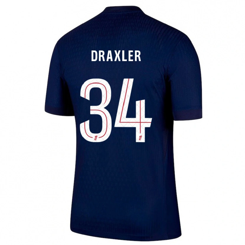 Danxen Homem Camisola Julian Draxler #34 Azul Marinho Vermelho Principal 2025/26 Camisa