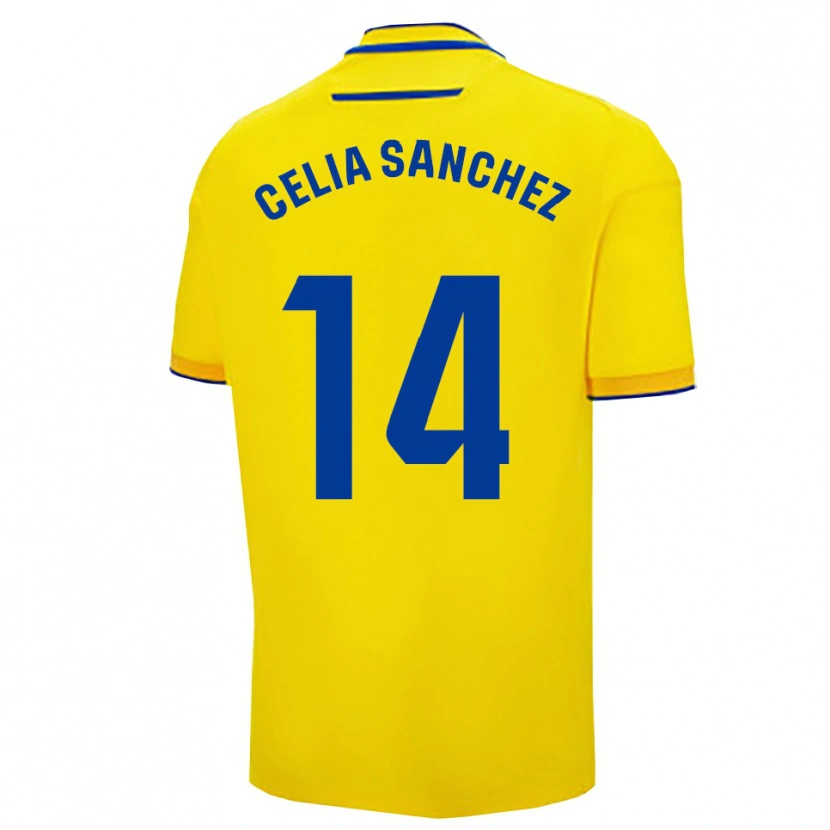 Danxen Homem Camisola Celia Sánchez García #14 Amarelo Marinho Principal 2025/26 Camisa
