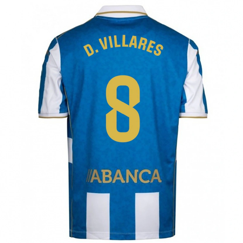Danxen Homem Camisola Diego Villares #8 Branco Azul Principal 2025/26 Camisa