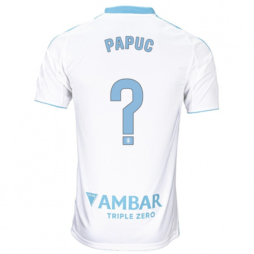 Danxen Homem Camisola Daniel Papuc #0 Branco Azul Celeste Principal 2025/26 Camisa