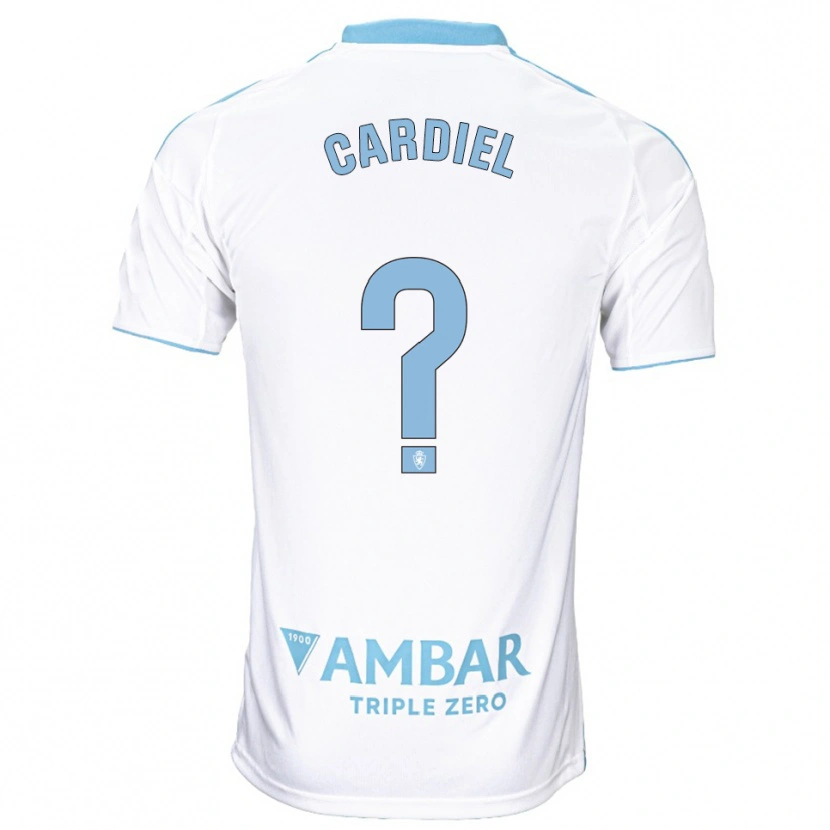 Danxen Homem Camisola Manu Cardiel #0 Branco Azul Celeste Principal 2025/26 Camisa
