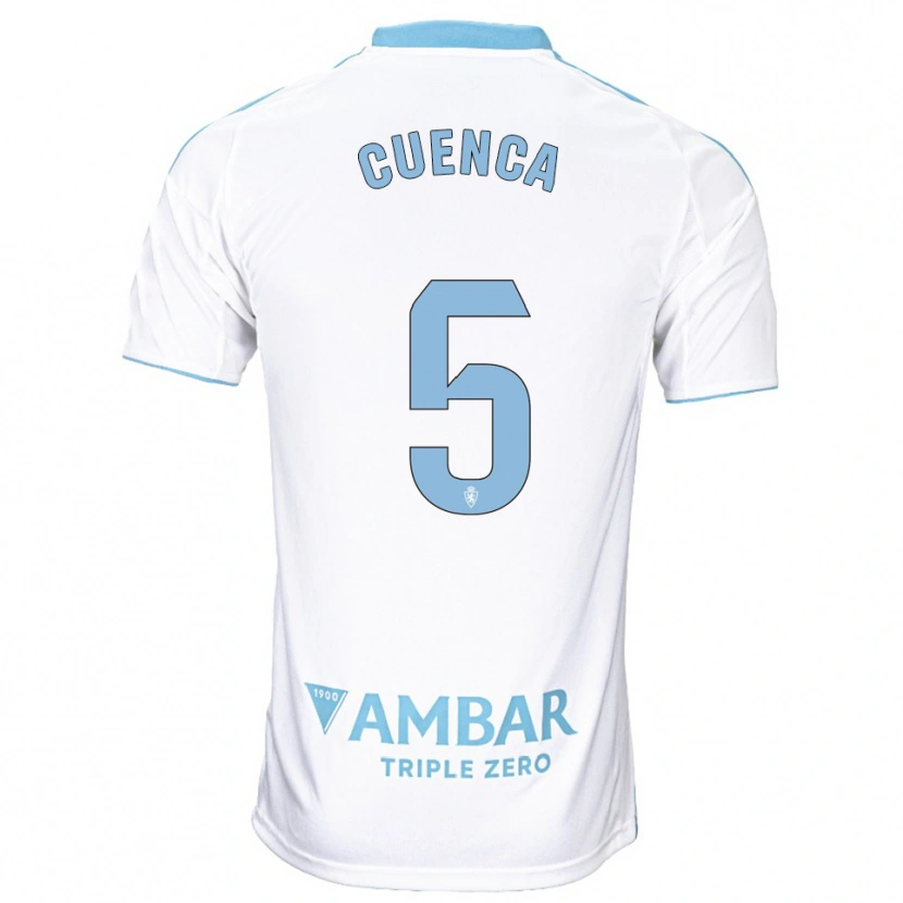 Danxen Homem Camisola Marcos Cuenca #5 Branco Azul Celeste Principal 2025/26 Camisa