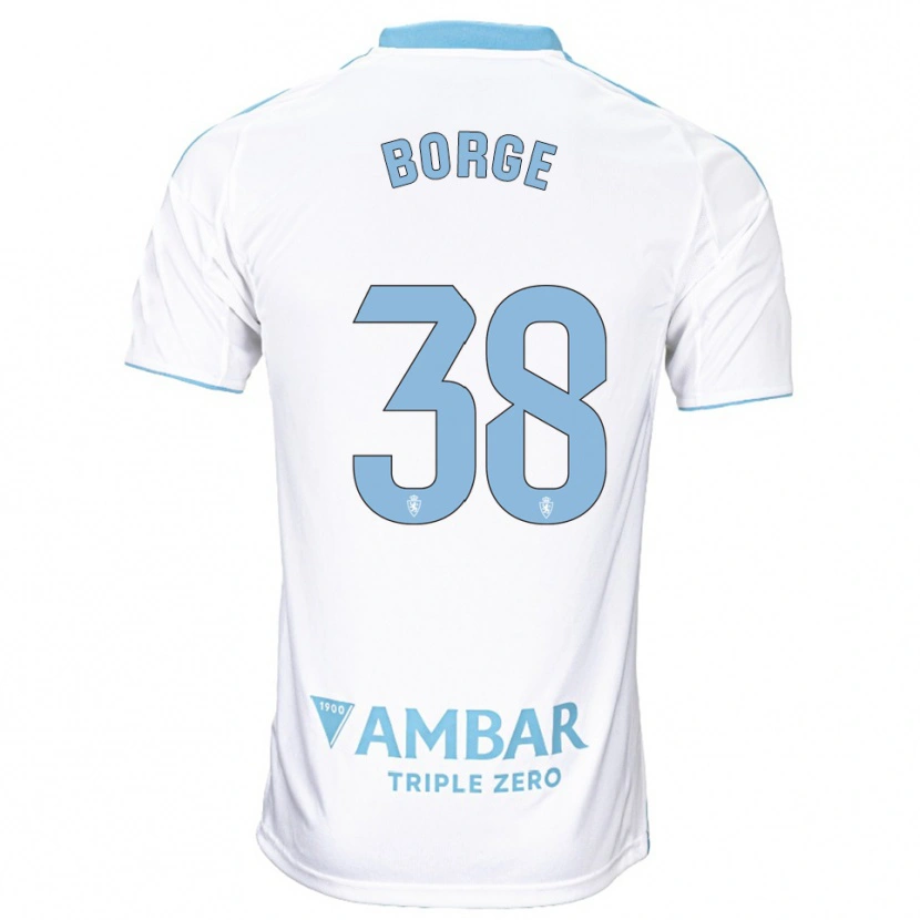 Danxen Homem Camisola Andrés Borge #38 Branco Azul Celeste Principal 2025/26 Camisa