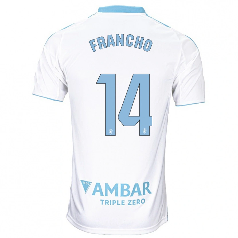 Danxen Homem Camisola Francho Serrano #14 Branco Azul Celeste Principal 2025/26 Camisa