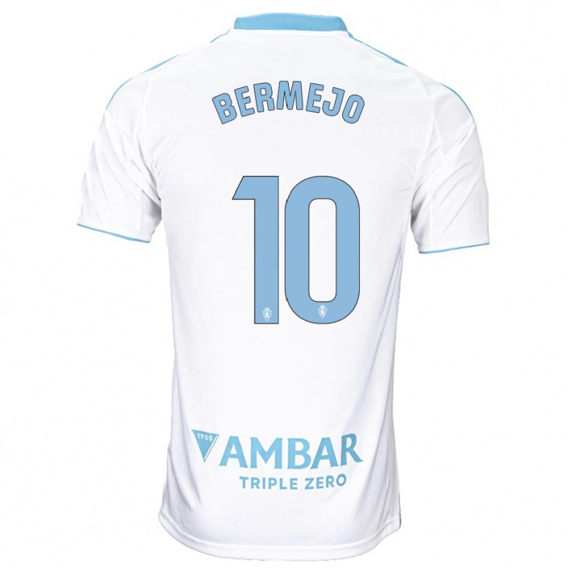 Danxen Homem Camisola Sergio Bermejo #10 Branco Azul Celeste Principal 2025/26 Camisa