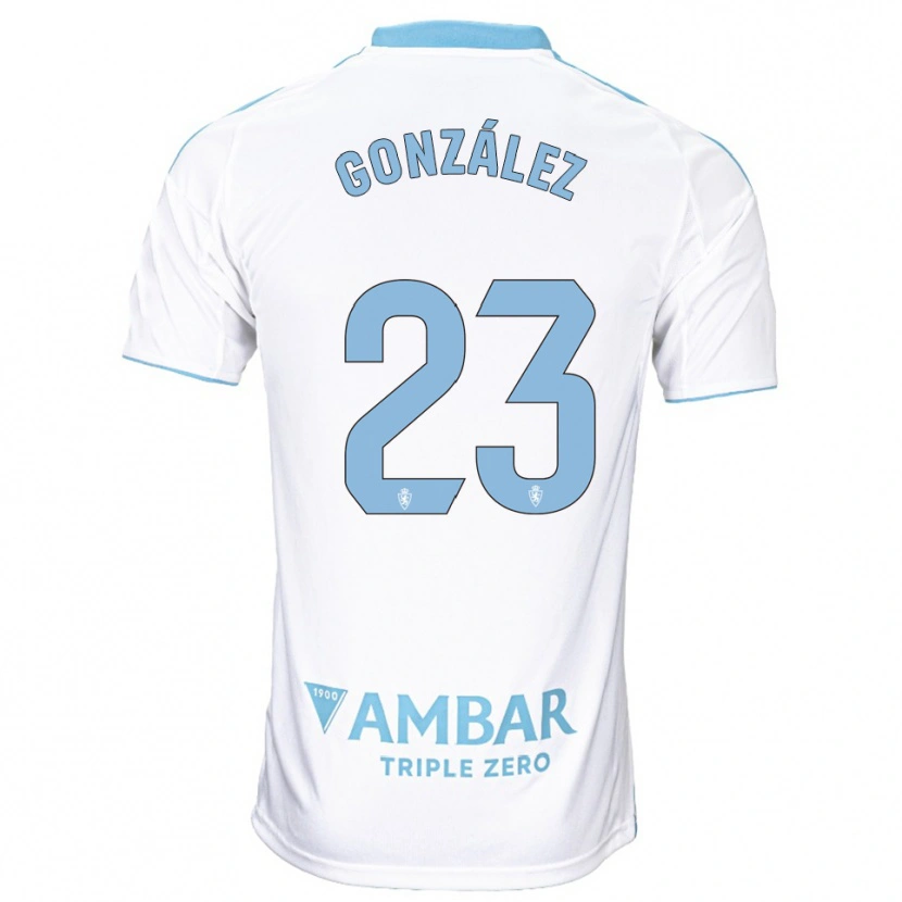 Danxen Homem Camisola Álex González #23 Branco Azul Celeste Principal 2025/26 Camisa