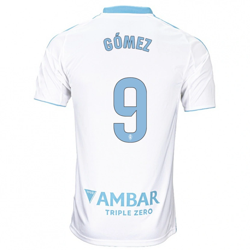 Danxen Homem Camisola Dani Gómez #9 Branco Azul Celeste Principal 2025/26 Camisa