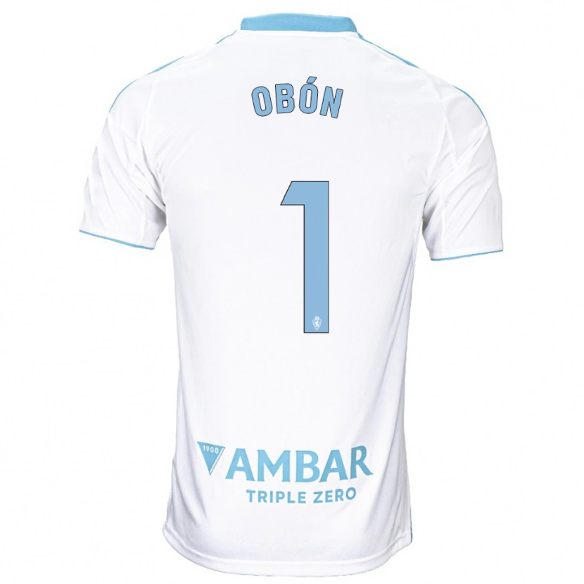 Danxen Homem Camisola Manuel Obón #1 Branco Azul Celeste Principal 2025/26 Camisa