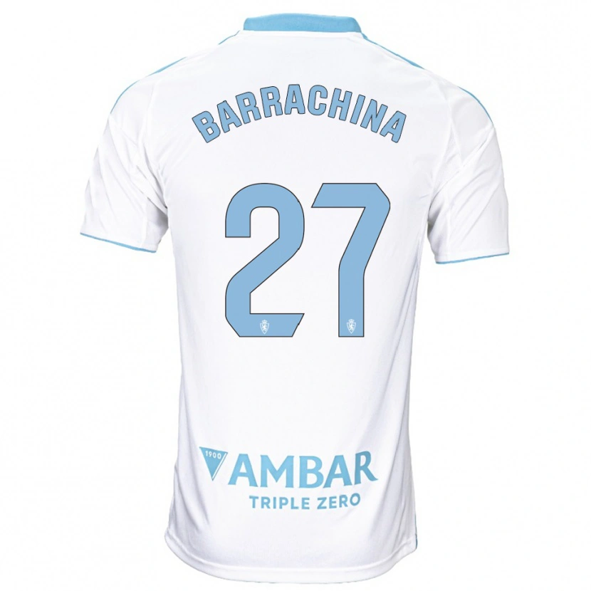 Danxen Homem Camisola Hugo Barrachina #27 Branco Azul Celeste Principal 2025/26 Camisa