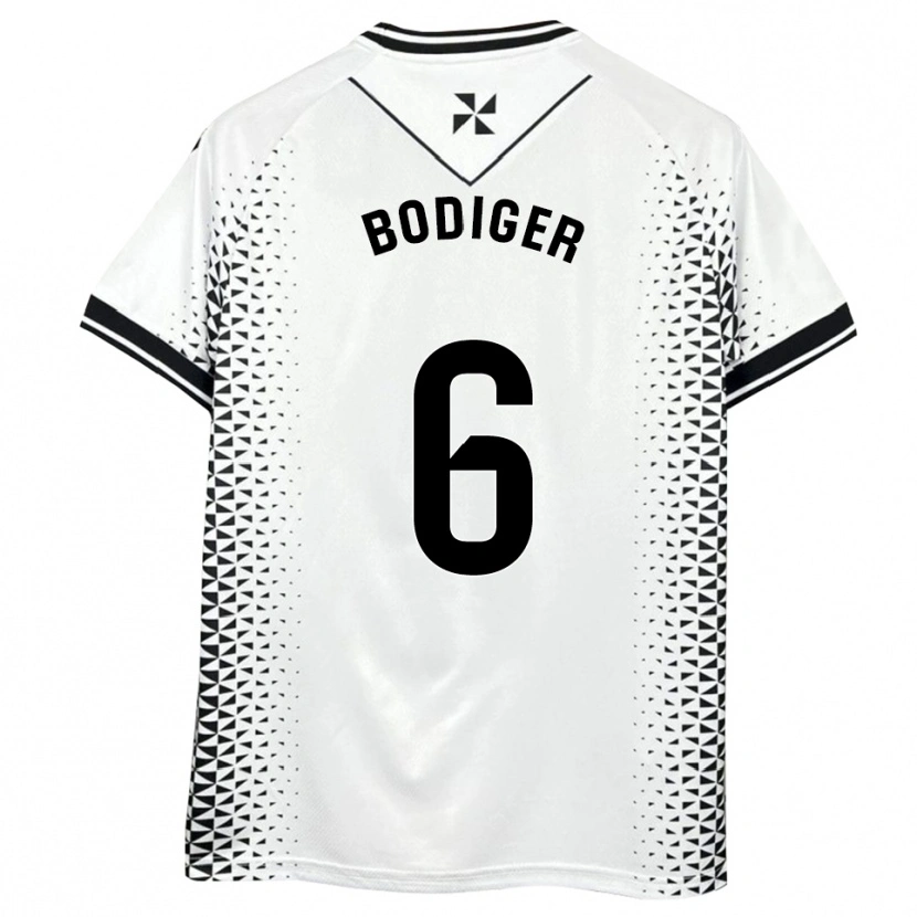 Danxen Homem Camisola Yann Bodiger #6 Branco Preto Principal 2025/26 Camisa