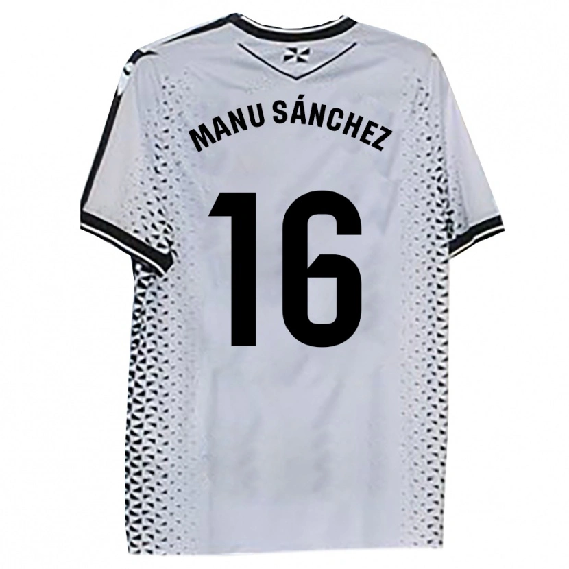 Danxen Homem Camisola Manu Sánchez #16 Branco Preto Principal 2025/26 Camisa