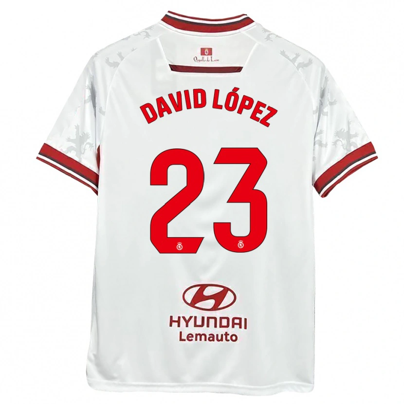 Danxen Homem Camisola David López #23 Branco Vermelho Principal 2025/26 Camisa