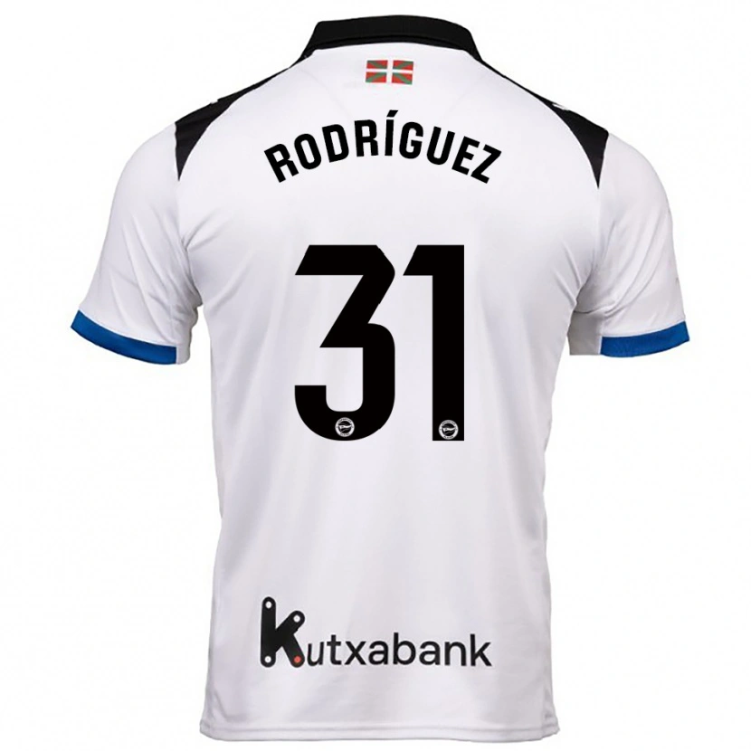 Danxen Homem Camisola Adrián Rodríguez #31 Branco Azul Alternativa 2025/26 Camisa