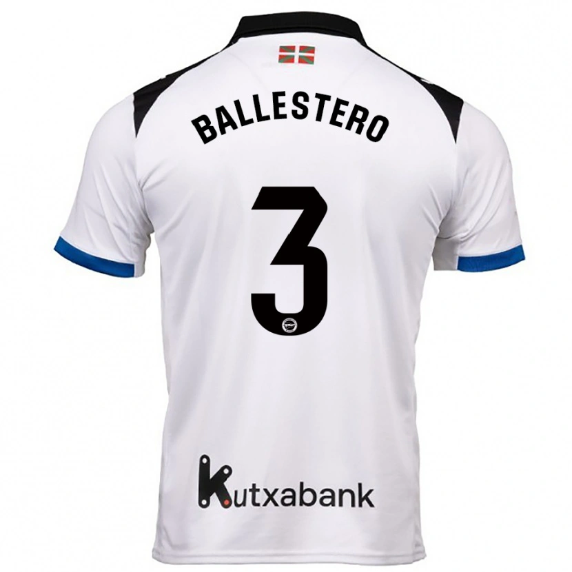 Danxen Homem Camisola Carlos Ballestero #3 Branco Azul Alternativa 2025/26 Camisa