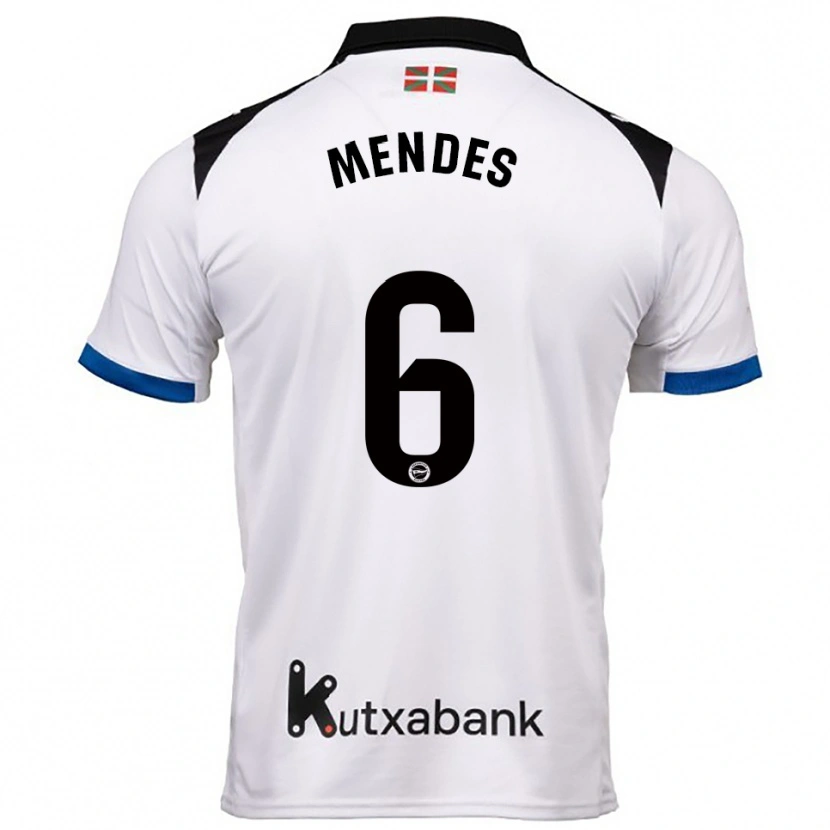 Danxen Homem Camisola Tomás Mendes #6 Branco Azul Alternativa 2025/26 Camisa