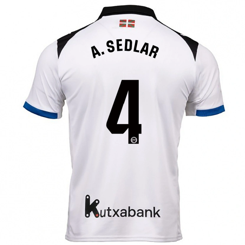 Danxen Homem Camisola Aleksandar Sedlar #4 Branco Azul Alternativa 2025/26 Camisa