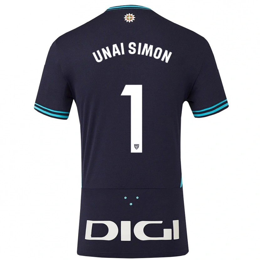 Danxen Homem Camisola Unai Simón #1 Azul Marinho Azul Celeste Alternativa 2025/26 Camisa