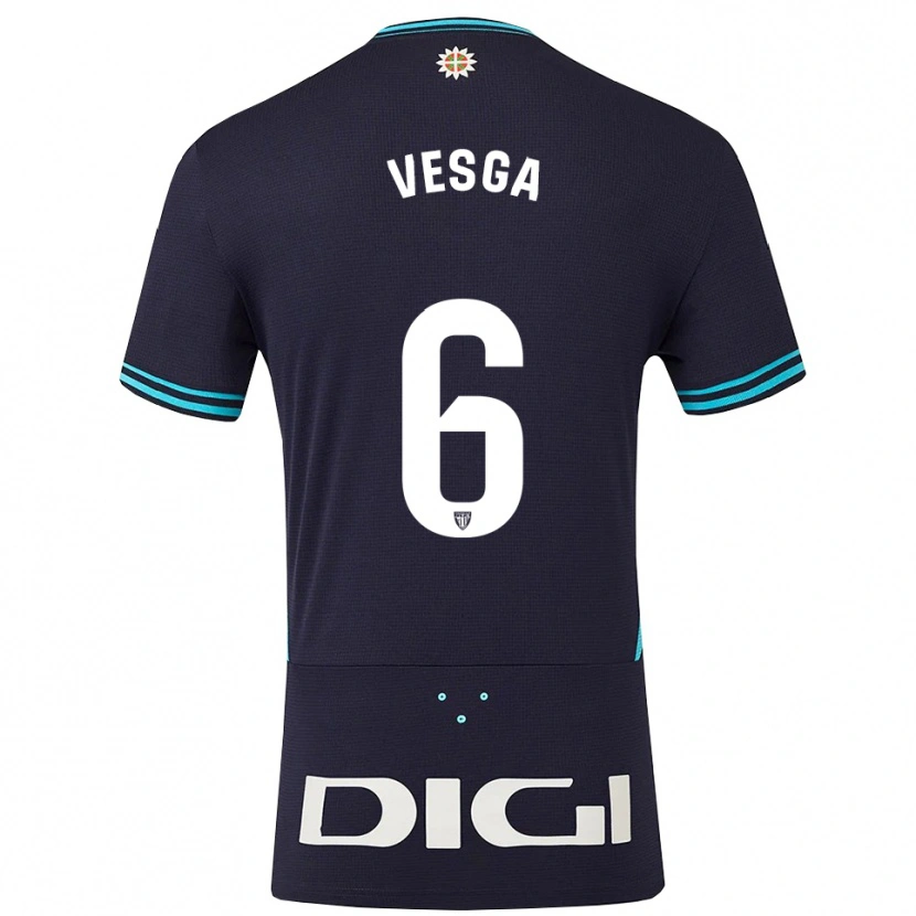 Danxen Homem Camisola Mikel Vesga #6 Azul Marinho Azul Celeste Alternativa 2025/26 Camisa