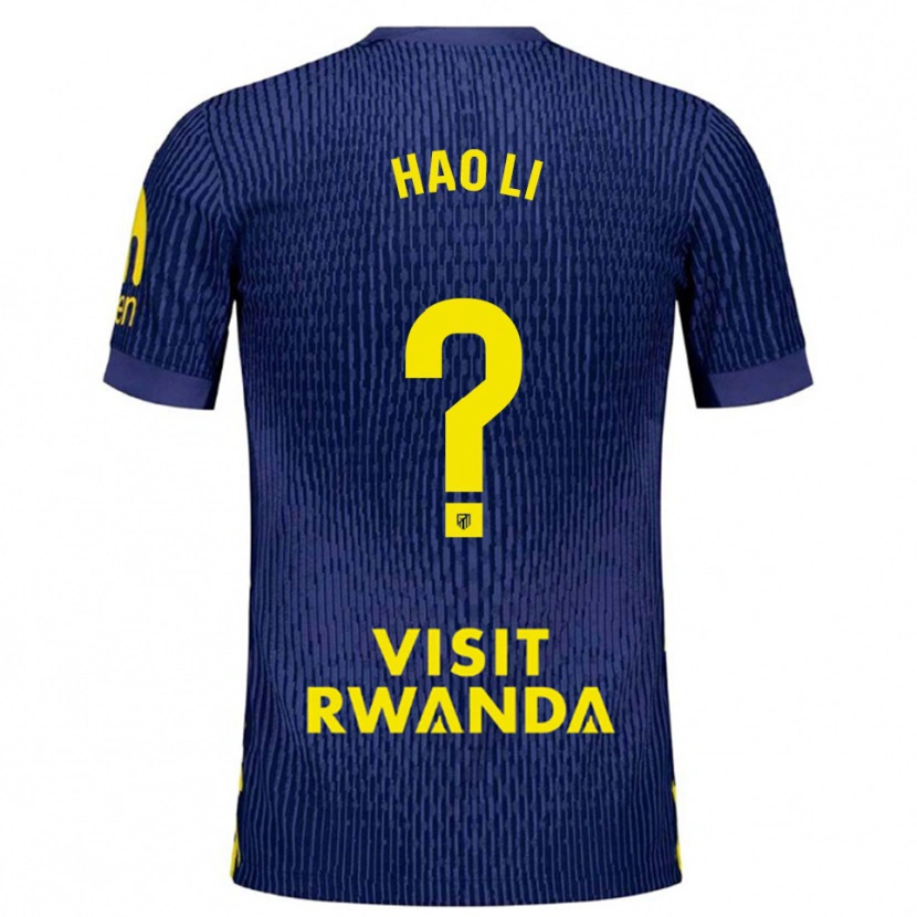 Danxen Homem Camisola Hao Li #0 Azul Marinho Amarelo Alternativa 2025/26 Camisa