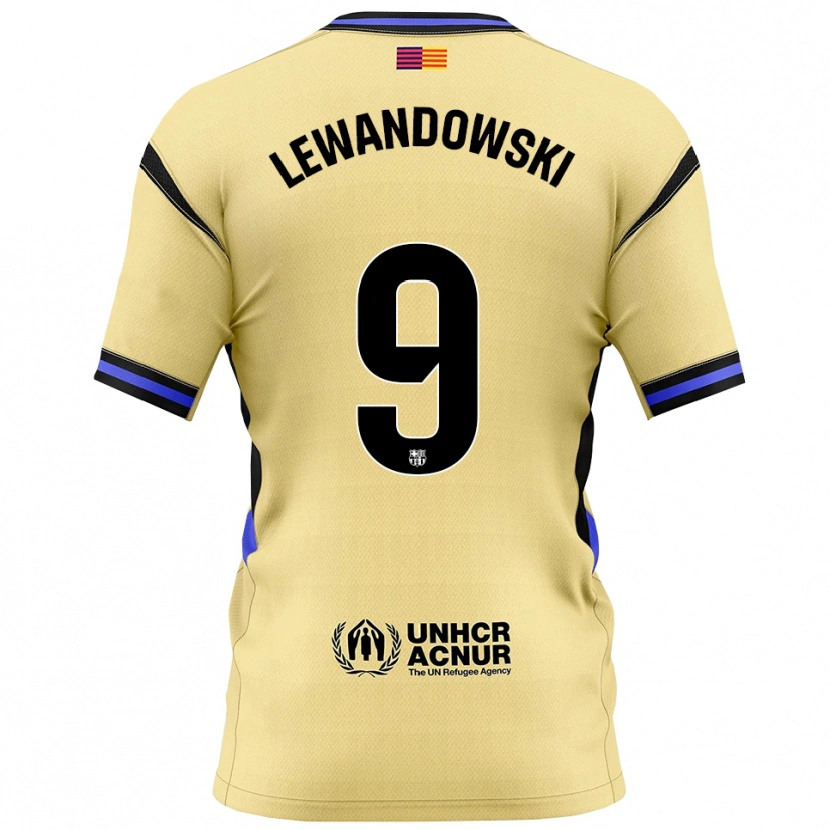 Danxen Homem Camisola Robert Lewandowski #9 Amarelo Preto Alternativa 2025/26 Camisa