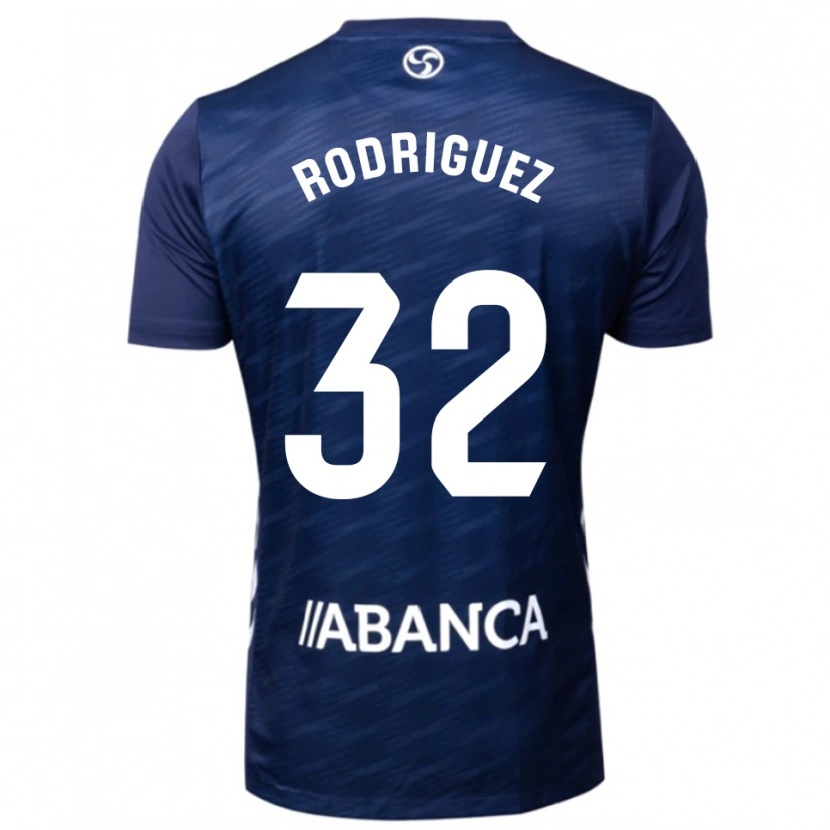 Danxen Homem Camisola Javi Rodríguez #32 Azul Marinho Branco Alternativa 2025/26 Camisa