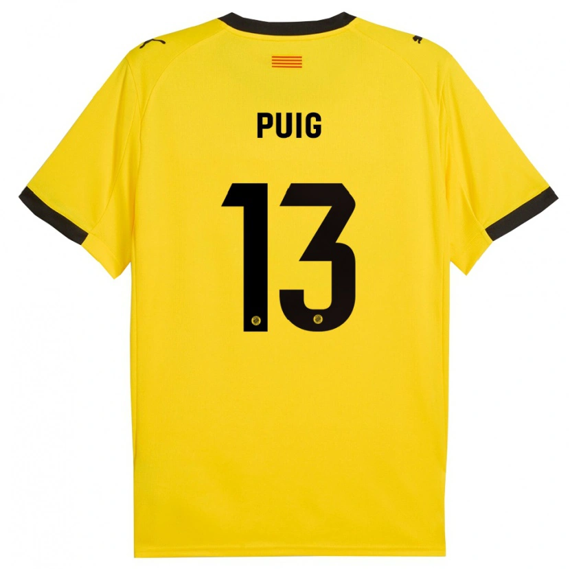 Danxen Homem Camisola Sergi Puig #13 Amarelo Preto Alternativa 2025/26 Camisa