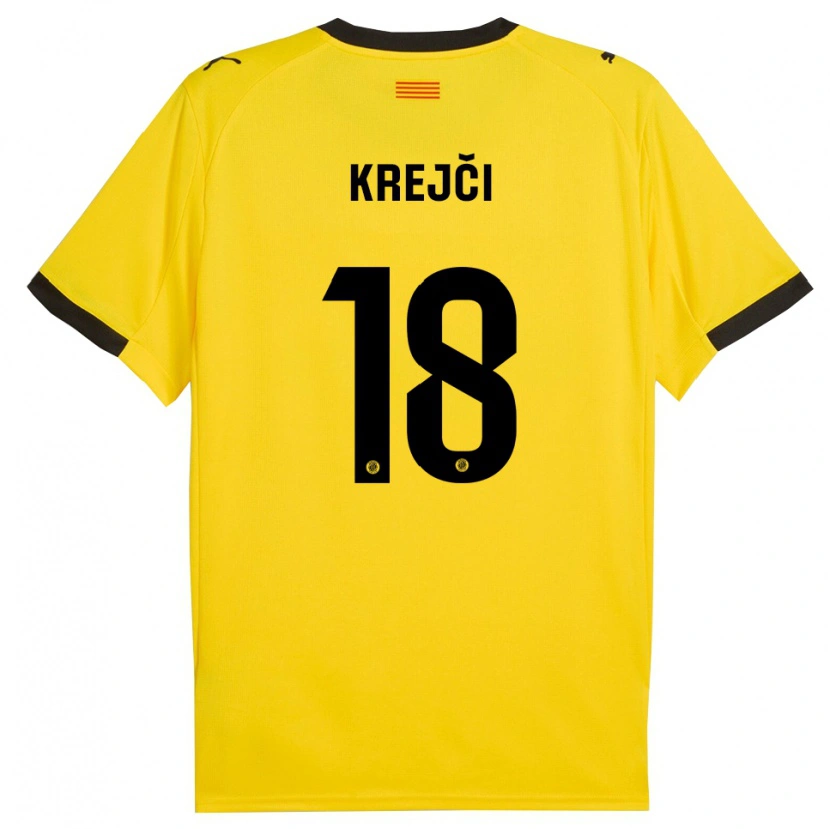 Danxen Homem Camisola Ladislav Krejci #18 Amarelo Preto Alternativa 2025/26 Camisa