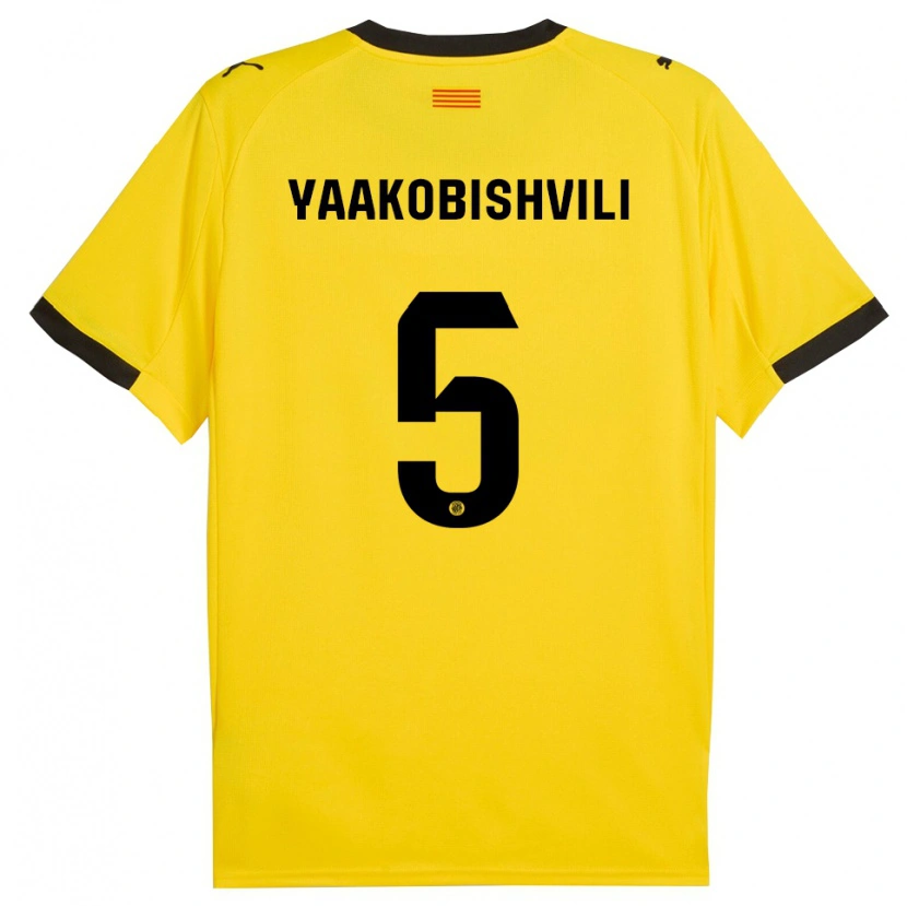 Danxen Homem Camisola Antal Yaakobishvili #5 Amarelo Preto Alternativa 2025/26 Camisa