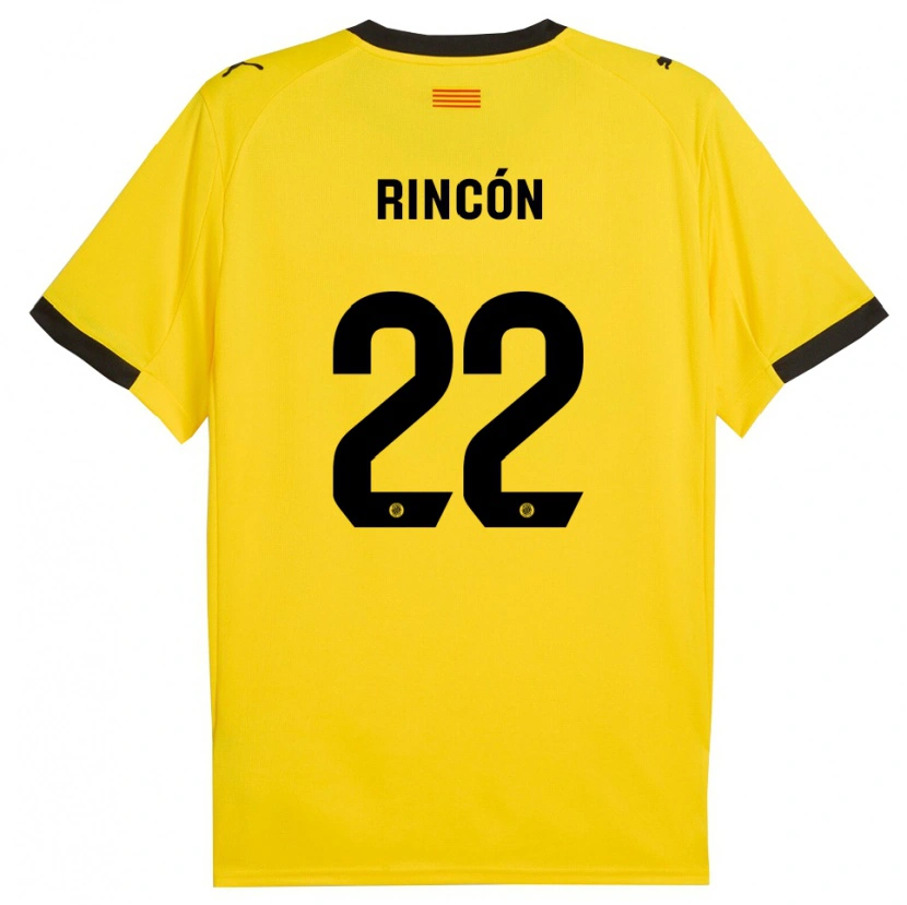 Danxen Homem Camisola Hugo Rincón #22 Amarelo Preto Alternativa 2025/26 Camisa